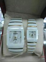 Rado Jubile 2-Tone Diamond Markers Rado White Ceramic Mens Watch